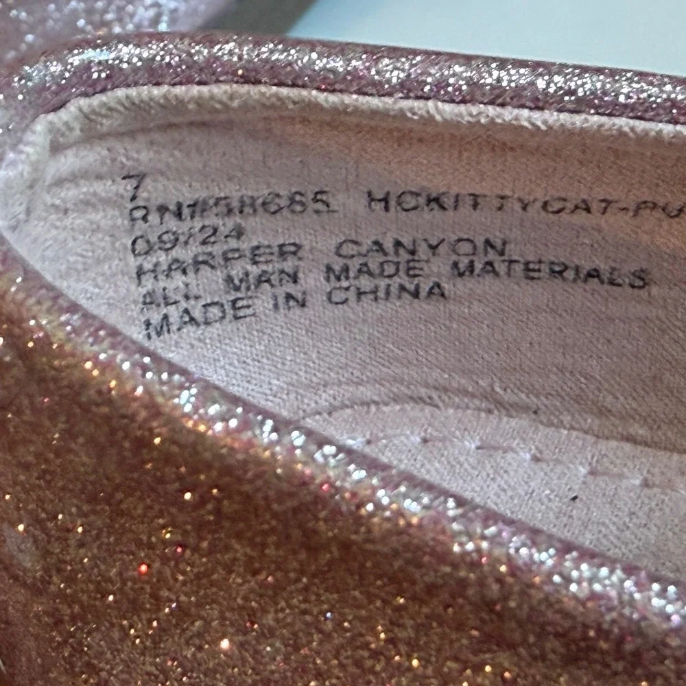 Harper Canyon Toddler Girls Pink Glitter Kitty Cat Mary Jane Flats Size 7